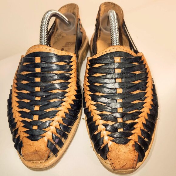 Blue/Natual leather huarache Angeles by Artesanias Mexico Sz 6 - Picture 1 of 5